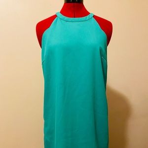 Bright green scalloped trim dress